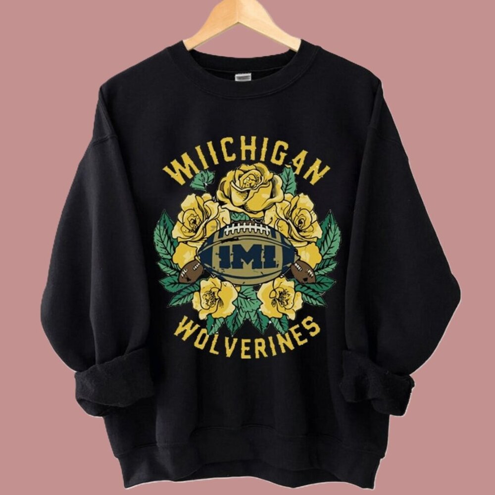 Vtg Michigan Wolverines Rose Bowl 2024 Flower Shirt, Sweatshirt